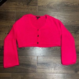 hot pink cropped cardigan